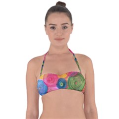 Colorful Abstract Patterns Tie Back Bikini Top