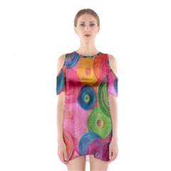 Colorful Abstract Patterns Shoulder Cutout One Piece Dress