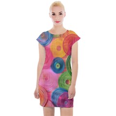 Colorful Abstract Patterns Cap Sleeve Bodycon Dress