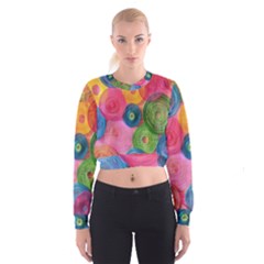 Colorful Abstract Patterns Cropped Sweatshirt