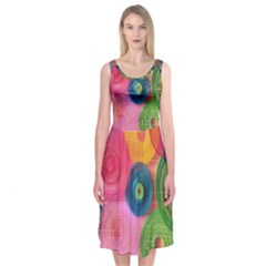 Colorful Abstract Patterns Midi Sleeveless Dress