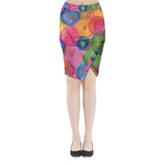 Colorful Abstract Patterns Midi Wrap Pencil Skirt