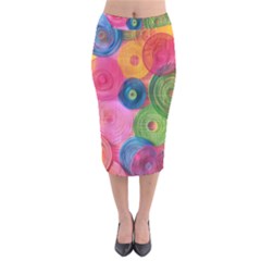 Colorful Abstract Patterns Velvet Midi Pencil Skirt