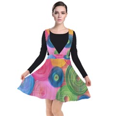 Colorful Abstract Patterns Plunge Pinafore Dress