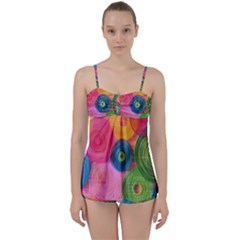 Colorful Abstract Patterns Babydoll Tankini Set by Maspions