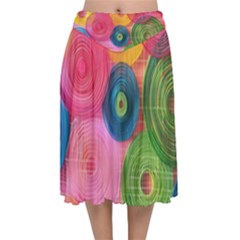 Colorful Abstract Patterns Velvet Flared Midi Skirt