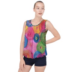 Colorful Abstract Patterns Bubble Hem Chiffon Tank Top