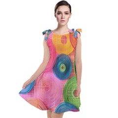 Colorful Abstract Patterns Tie Up Tunic Dress