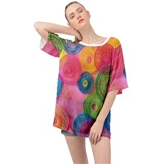 Colorful Abstract Patterns Oversized Chiffon Top