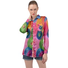 Colorful Abstract Patterns Long Sleeve Satin Shirt