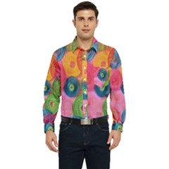 Colorful Abstract Patterns Men s Long Sleeve Pocket Shirt 