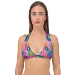 Colorful Abstract Patterns Double Strap Halter Bikini Top