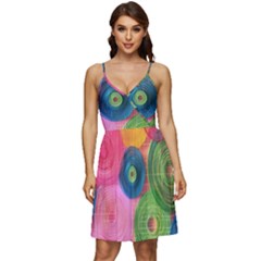 Colorful Abstract Patterns V-neck Pocket Summer Dress 