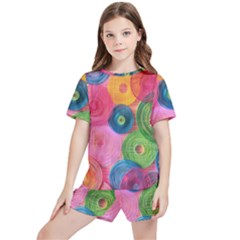 Colorful Abstract Patterns Kids  T-shirt And Sports Shorts Set by Maspions