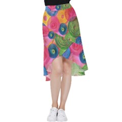 Colorful Abstract Patterns Frill Hi Low Chiffon Skirt