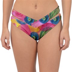 Colorful Abstract Patterns Double Strap Halter Bikini Bottoms