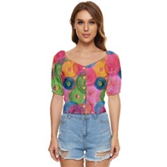 Colorful Abstract Patterns Button Up Blouse