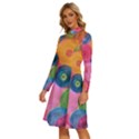 Colorful Abstract Patterns Long Sleeve Shirt Collar A-Line Dress View2