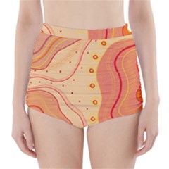 Lines Abstract Colourful Design High-waisted Bikini Bottoms