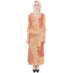 Lines Abstract Colourful Design Quarter Sleeve Wrap Maxi Dress