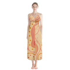 Lines Abstract Colourful Design Button Up Chiffon Maxi Dress