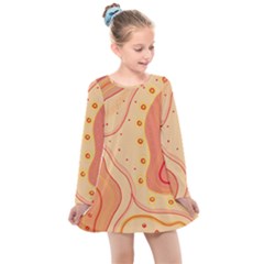 Lines Abstract Colourful Design Kids  Long Sleeve Dress