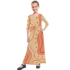 Lines Abstract Colourful Design Kids  Quarter Sleeve Maxi Dress