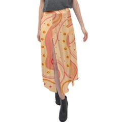 Lines Abstract Colourful Design Velour Split Maxi Skirt