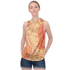 Lines Abstract Colourful Design High Neck Satin Top