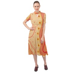 Lines Abstract Colourful Design Keyhole Neckline Chiffon Dress