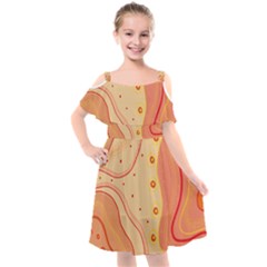 Lines Abstract Colourful Design Kids  Cut Out Shoulders Chiffon Dress by Maspions