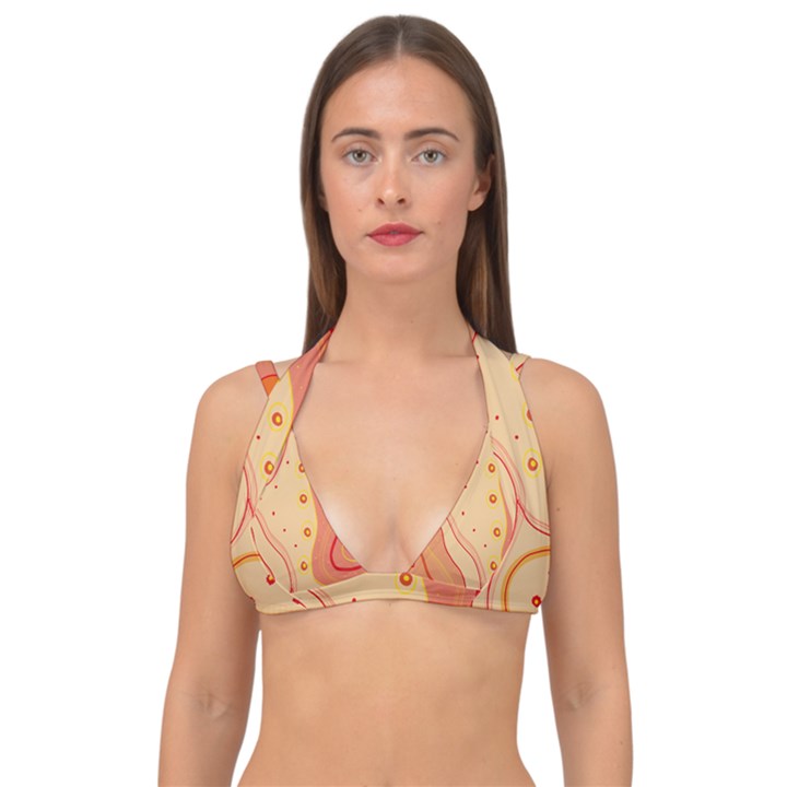 Lines Abstract Colourful Design Double Strap Halter Bikini Top