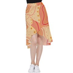 Lines Abstract Colourful Design Frill Hi Low Chiffon Skirt