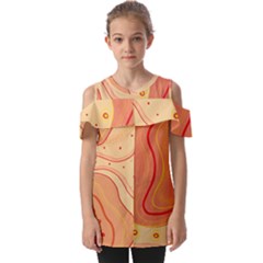 Lines Abstract Colourful Design Fold Over Open Sleeve Top by Maspions