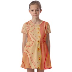 Lines Abstract Colourful Design Kids  Short Sleeve Pinafore Style Dress