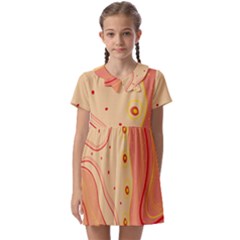 Lines Abstract Colourful Design Kids  Asymmetric Collar Dress