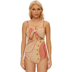 Lines Abstract Colourful Design Knot Front One-piece Swimsuit