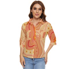 Lines Abstract Colourful Design Women s Quarter Sleeve Pocket Shirt