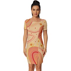 Lines Abstract Colourful Design Fitted Knot Split End Bodycon Dress by Maspions