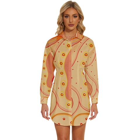 Lines Abstract Colourful Design Womens Long Sleeve Shirt Dress by Maspions