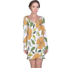 Flower Petal Plant Leaves Long Sleeve Nightdress