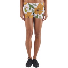 Flower Petal Plant Leaves Yoga Shorts