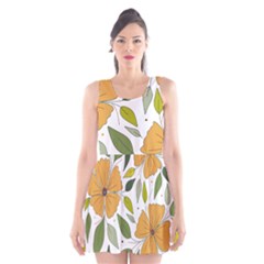 Flower Petal Plant Leaves Scoop Neck Skater Dress