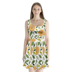 Flower Petal Plant Leaves Split Back Mini Dress 