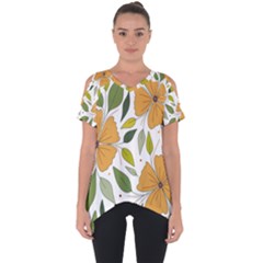 Flower Petal Plant Leaves Cut Out Side Drop T-shirt