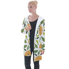 Flower Petal Plant Leaves Longline Hooded Cardigan