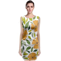 Flower Petal Plant Leaves Sleeveless Velvet Midi Dress