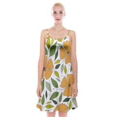 Flower Petal Plant Leaves Spaghetti Strap Velvet Dress