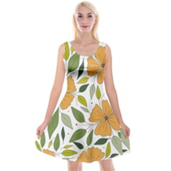 Flower Petal Plant Leaves Reversible Velvet Sleeveless Dress