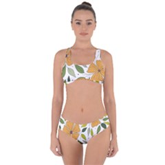 Flower Petal Plant Leaves Criss Cross Bikini Set by Maspions